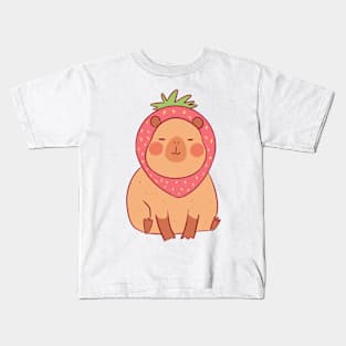 Cute capybara strawberry Kids T-Shirt